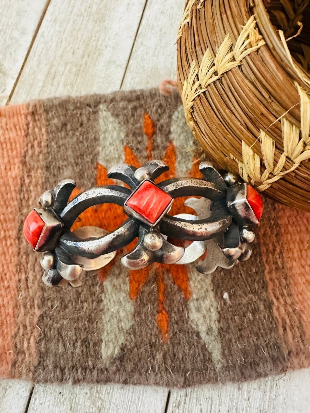 Handcrafted Spiny Oyster & Sterling Silver Cuff Bracelet by Chimney Butte